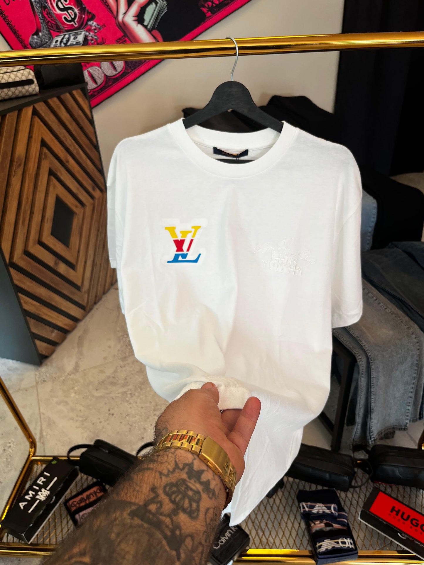 Louis Vuitton Arka Baskılı Beyaz